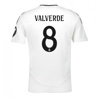 Moški Nogometni dresi Real Madrid Federico Valverde #8 Domači 2024-25 Kratek Rokav Moški Nogometni dresi Real Madrid Federico Valverde #8 Domači 2024-25 Kratek Rokav
